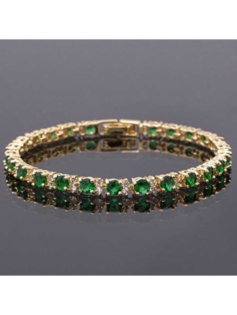 14K Gold Plated Multicolor CZ Birthstone Tennis Bracelet - Elegant & Dazzling - Picture 4 of 6